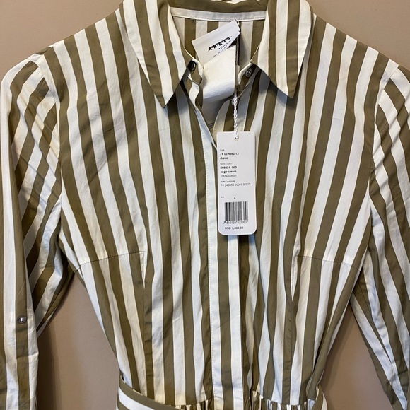 AKRIS PUNTO Kodak Striped Tie-Waist Shirtdress Size 4 . - Picture 5 of 11